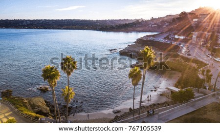 Aerial of beach in San Diego, California. La Jolla area. 