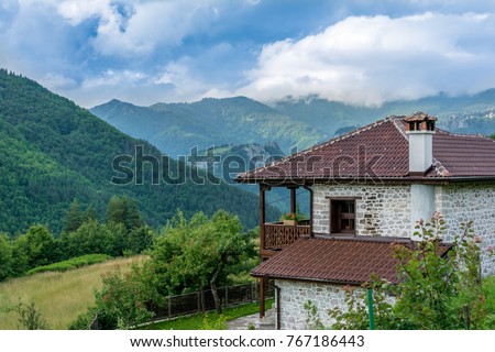 Amazing Summer Landscape from  Traditional House in Rhodope Mountains, Bulgaria