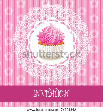 vector retro card with pink cupcake