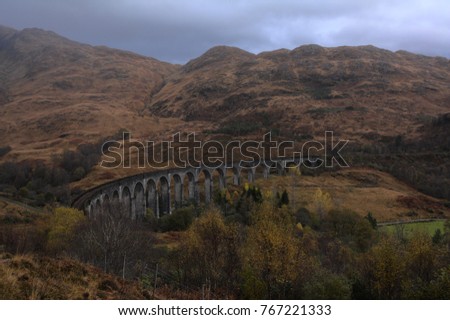 Glenfinnan railway viaduct in autumn