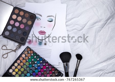Fachion facechart makeup template for drawing cosmetics