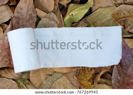 Tissue on dry leaves background, clean  background.