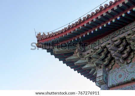 In a corner of Chinese ancient building eaves