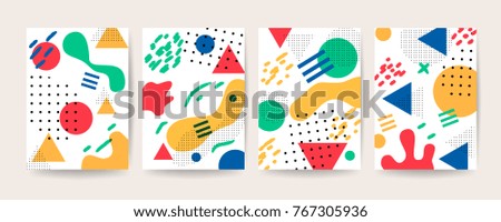 Memphis style cover, Social Highlight Covers and stories page ,Vector illustration. Royalty-Free Stock Photo #767305936