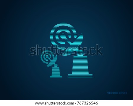 Satellite icon vector. Icon symbol isolated on blue background. Navigation map, gps, direction, placecontact, search concept.Vector illustration EPS 10 Royalty-Free Stock Photo #767326546