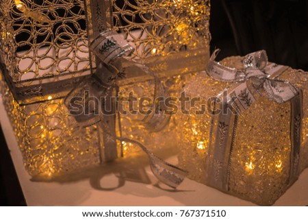  Christmas gift packages with  light decoration