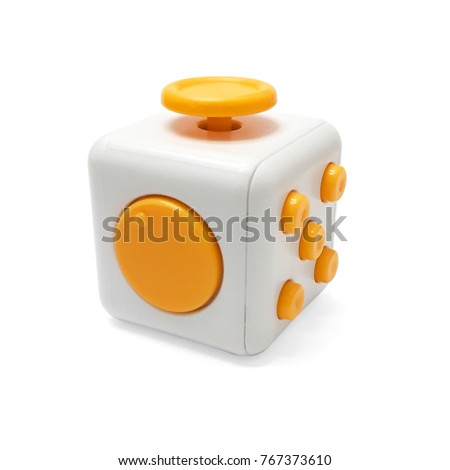 stress and relaxation, Fidget Cube use case on white background