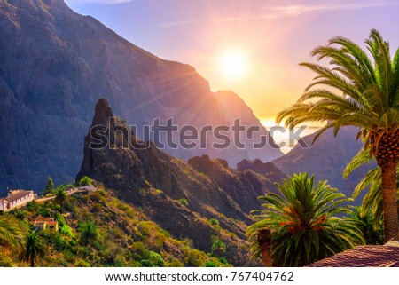 Canyon Masca on Tenerife, Canary Islands. Spain Royalty-Free Stock Photo #767404762