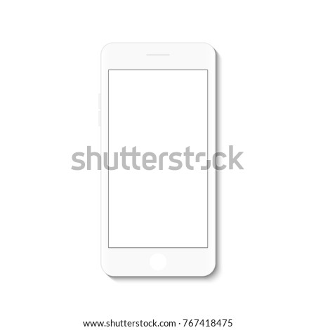 White flat phone white screen, vector drawing modern smartphone design.
