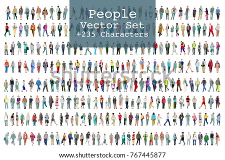 Vector set of illustrated people. More than two hundred icons