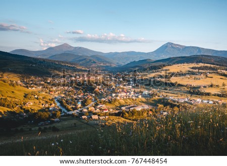 Captivating alpine valley in sunlight. Location Carpathian national park, Ukraine, Europe. Picture of a rustic area. Scenic image of farming concept. Adventure vacation. Discover the beauty of earth.