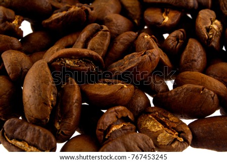 coffee grains isolated on white background