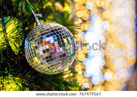 Christmas tree and Christmas decorations background.