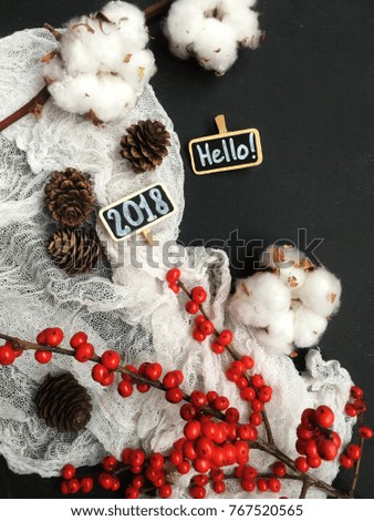 hello 2018. morning 2018. happy New year and merry christmas. rustic winter holidays 2018. rustic chalkoard New year 2018.