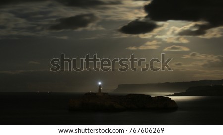 Lighthouse of the island of Mouro in Santander, Cantabria
