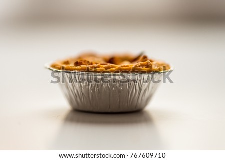 Closeup View Spicy Christmas Mince Pie Cup Cake on White Background