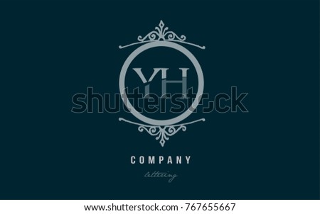 Design of alphabet letter logo combination yh y h with blue pastel color and decorative circle monogram suitable as a logo for a company or business