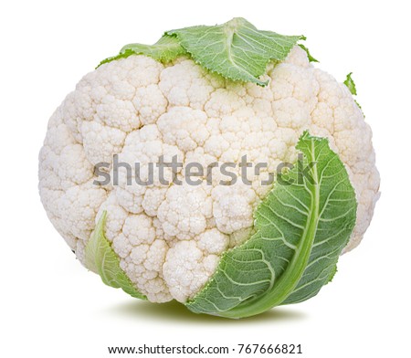 Fresh cauliflower isolated on white background with clipping path Royalty-Free Stock Photo #767666821