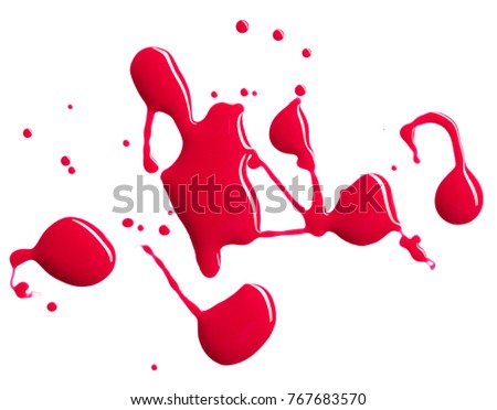 Blots of red nail polish isolated on white background