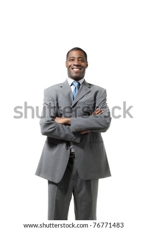 portrait of black businessman with suit over white background