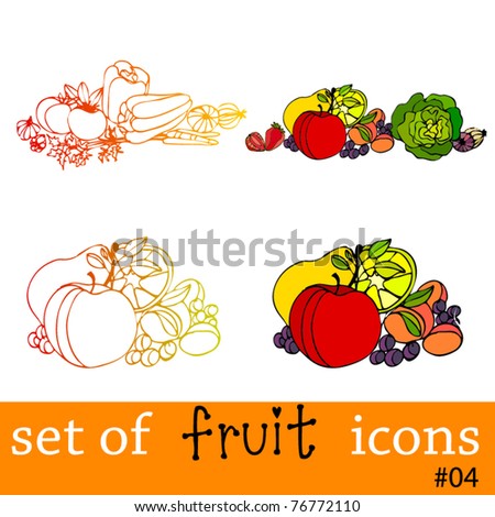 vector cute fruit icons