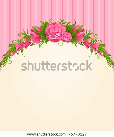 Roses with lace ornaments on background. Vector