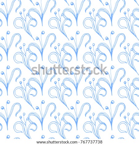 Cute doodle floral pattern for baby room, textile, wallpapers, wrapping paper, different surface design.