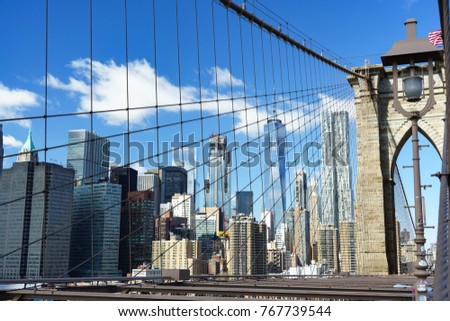 View of Manhattan from Brooklyn Bridge.