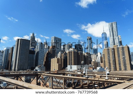View of Manhattan from Brooklyn Bridge.