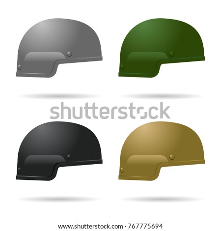 army helmet set, gray, green, black and khaki color 