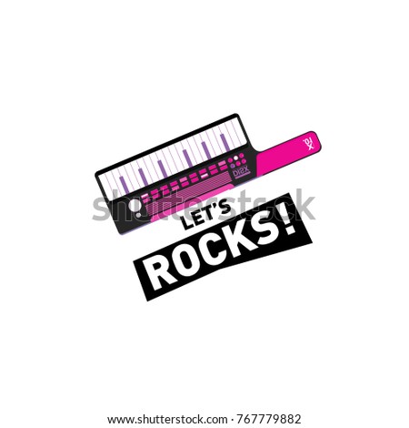 Let's rock sticker, badge and icon for music festival