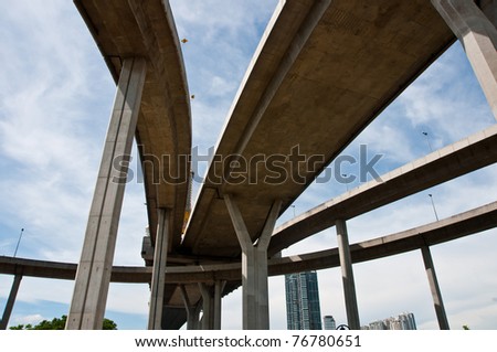 Large crossing elevated traffic highway in thailand