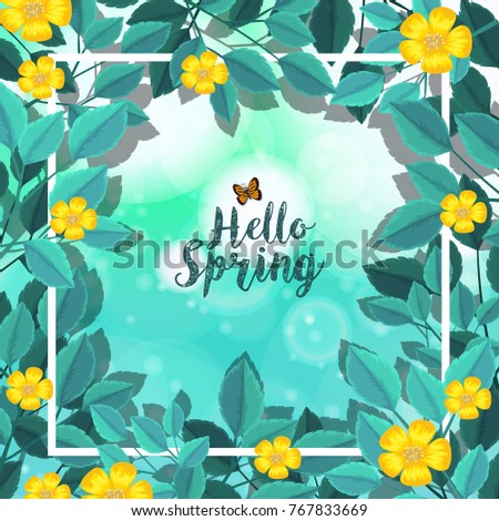 Border template with yellow flowers illustration