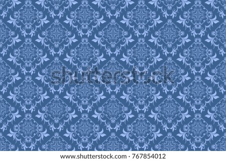 Seamless blue wallpaper pattern. Floral ornament on background. Contemporary pattern. Wallpaper pattern