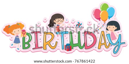 Word design for birthday illustration