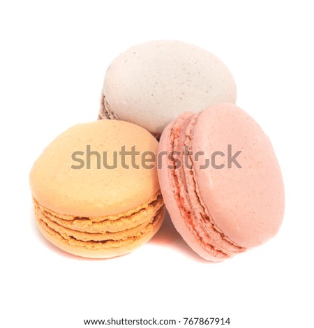 Appetizing cakes macaroons, isolate, close up