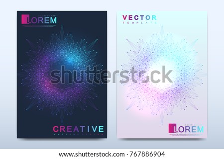 Modern vector template for brochure, leaflet, flyer, cover, catalog, magazine or annual report in A4 size. Business, science and technology design book layout. Presentation with mandala. Card surface Royalty-Free Stock Photo #767886904
