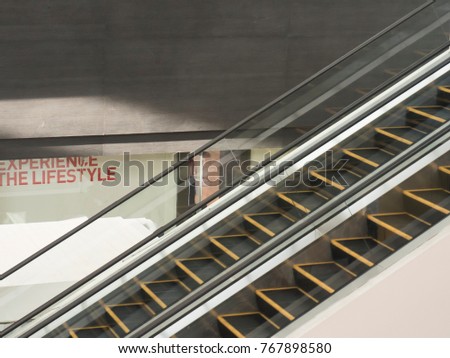Escalator in shopping mall