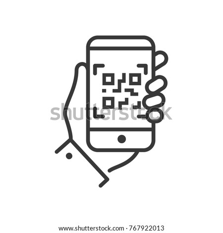 QR code scanner - line design single isolated icon Royalty-Free Stock Photo #767922013