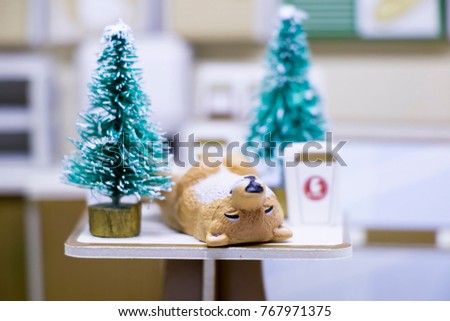 Happy New Year and Merry Christmas with miniature shiba inu 