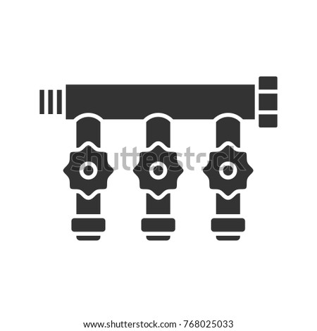 Manifold tap glyph icon. Silhouette symbol. Negative space. Raster isolated illustration