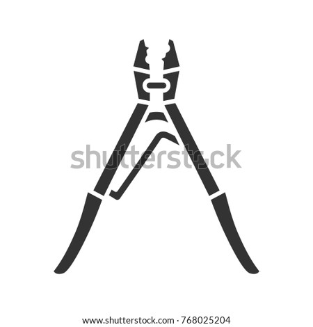 Crimping tool glyph icon. Silhouette symbol. Negative space. Raster isolated illustration