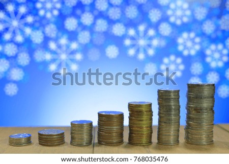 Coin pile, Thai baht stacking column.

Business, money, saving and financial concept
Christmas present