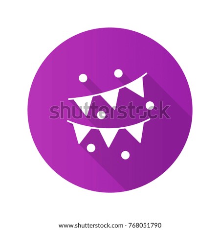Garlands flat design long shadow glyph icon. Party decoration. Raster silhouette illustration