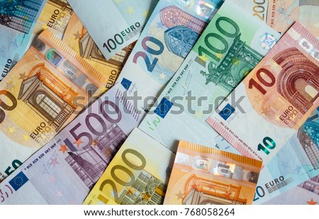 Euro Money. euro cash background. Euro Money Banknotes Royalty-Free Stock Photo #768058264