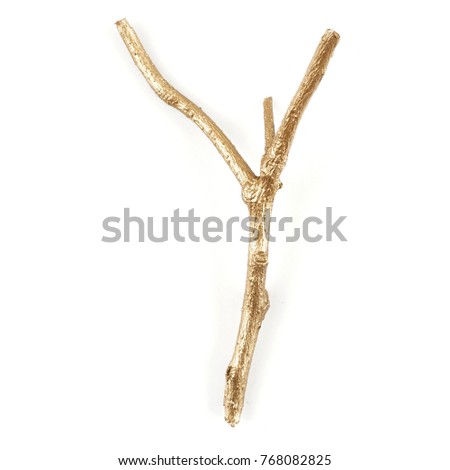 golden branches. gold tree branch isolated on white background. christmas decoration. greeting cards decor.