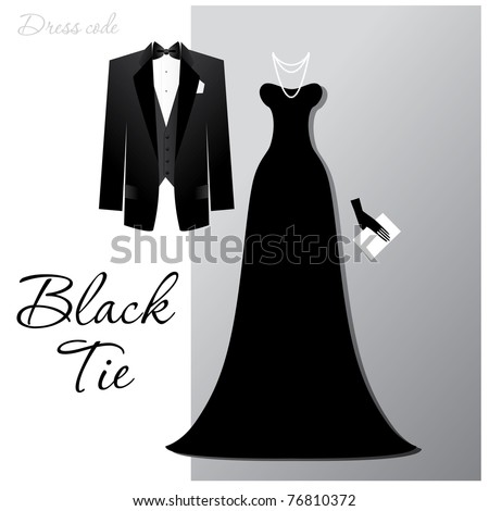 Dress code - Black tie. The man - a black tuxedo and black butterfly, a woman - a long evening dress and expensive jewelry.
