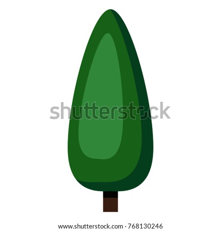 Vector Single Color Icon - Green Tree on White Background