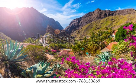 Masca village, the most visited tourist attraction of Tenerife, Spain. Royalty-Free Stock Photo #768130669