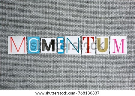 momentum word on grey background